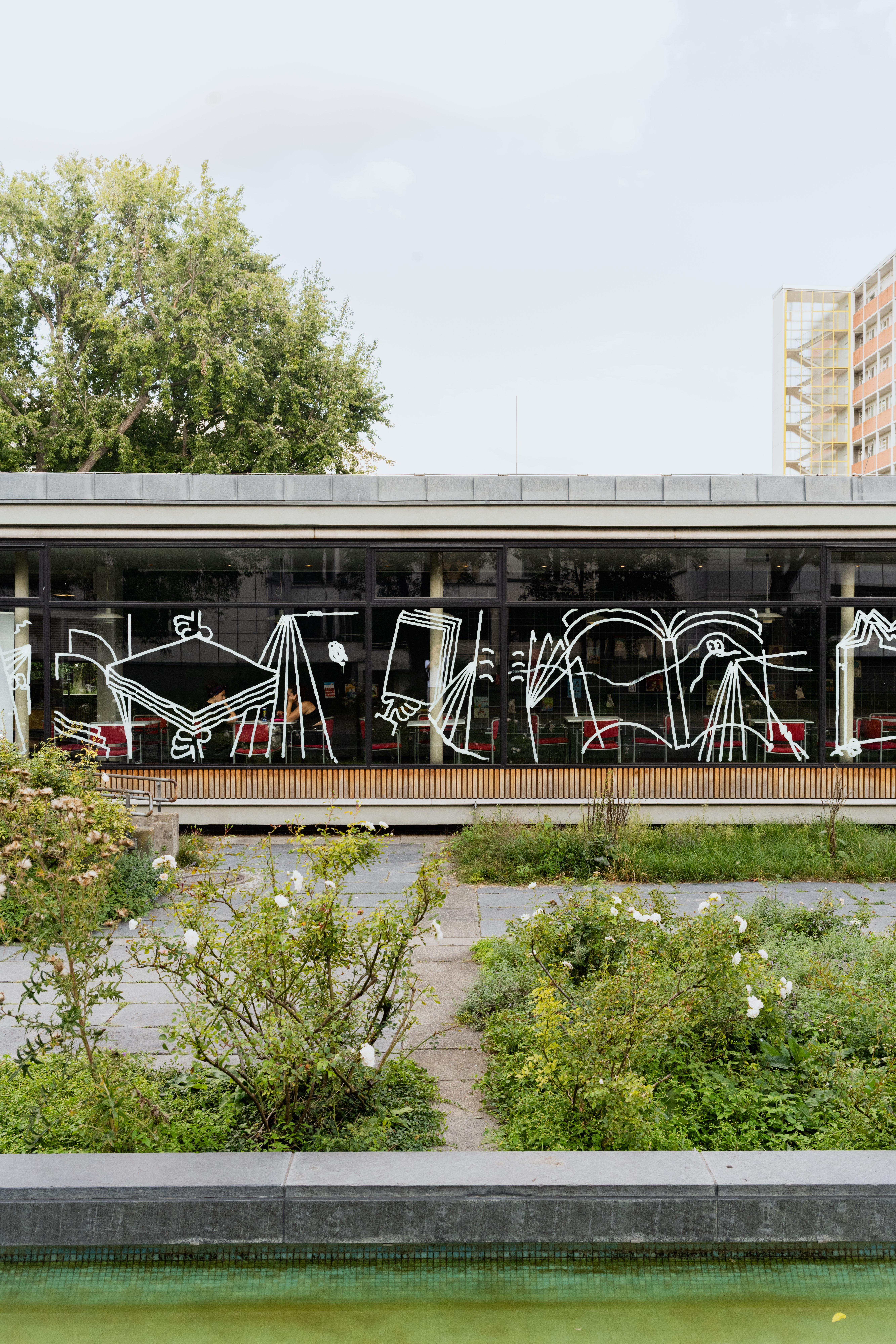 Window Drawing at Hansa Bibliothek Berlin / Grotto Books 2025, Photos by Peter Wolff